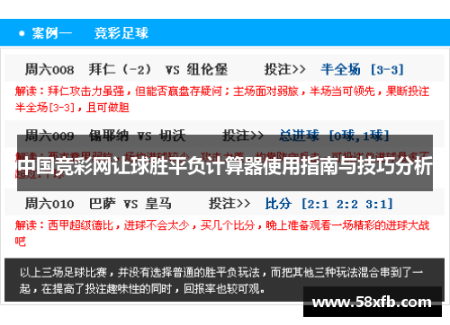 中国竞彩网让球胜平负计算器使用指南与技巧分析